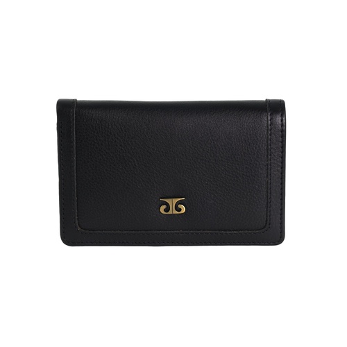 Pierre Cardin Ladies Leather Snap Button Bi-Fold Wallet - BLACK